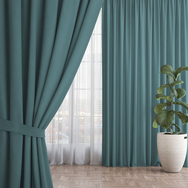 Изображение товара Комплект штор Волшебная ночь Рогожка с подхватами 200x270/920764 (2шт, топаз)