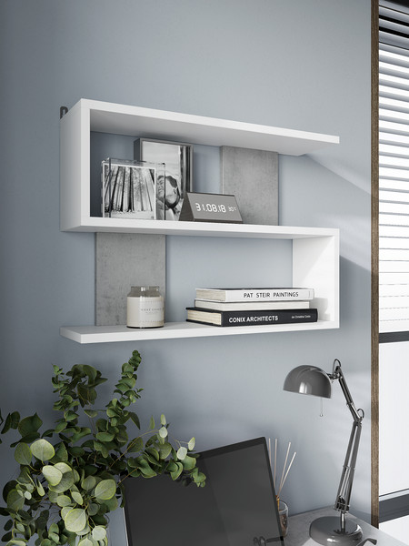 Изображение товара Полка Горизонт Мебель Асти 1 (белый/бетон)