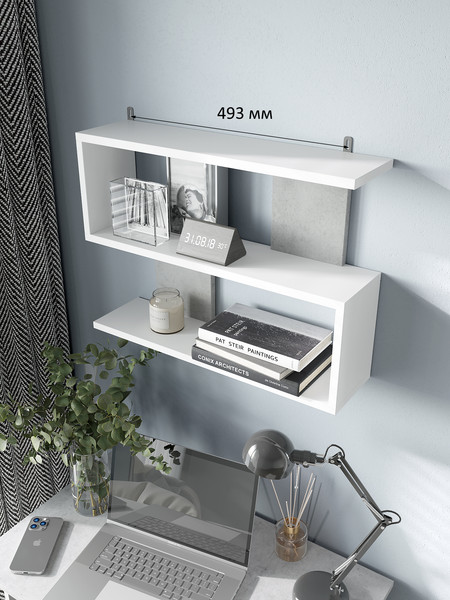 Изображение товара Полка Горизонт Мебель Асти 1 (белый/бетон)