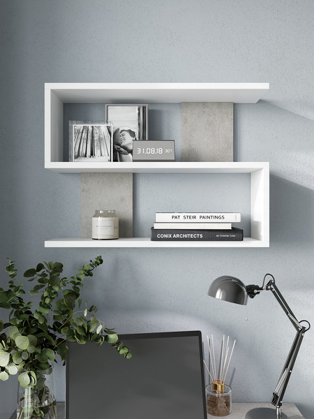 Изображение товара Полка Горизонт Мебель Асти 1 (белый/бетон)