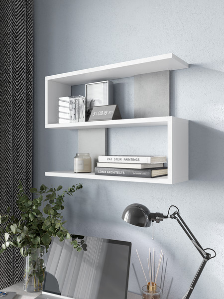 Изображение товара Полка Горизонт Мебель Асти 1 (белый/бетон)