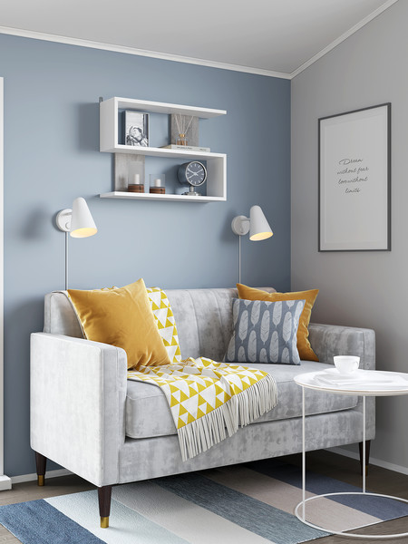 Изображение товара Полка Горизонт Мебель Асти 1 (белый/бетон)