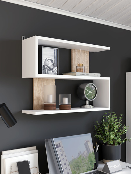 Изображение товара Полка Горизонт Мебель Асти 1 (белый/сонома)