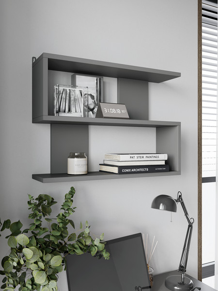 Изображение товара Полка Горизонт Мебель Асти 1 (серый графит)