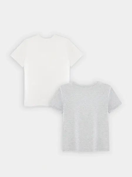 Изображение товара Комплект футболок детских Mark Formelle 113379-2 (р.140-68, белый/серый меланж 4306А)