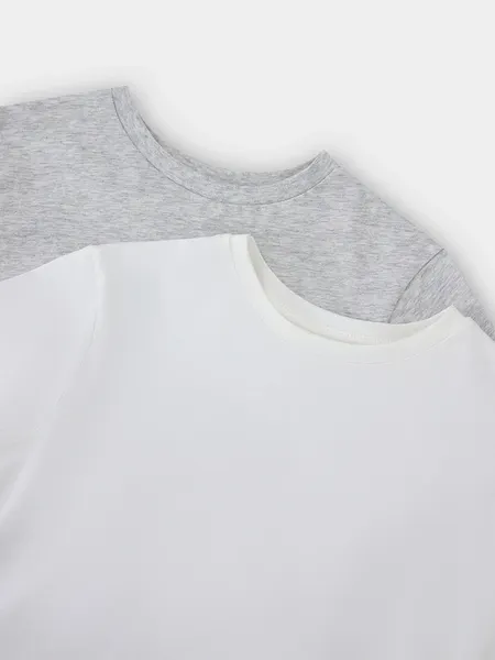 Изображение товара Комплект футболок детских Mark Formelle 113379-2 (р.140-68, белый/серый меланж 4306А)