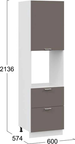 Изображение товара Шкаф-пенал кухонный ТриЯ Габриэлла 1П6Я2 с одной дверью и двумя ящиками (белый/муссон)