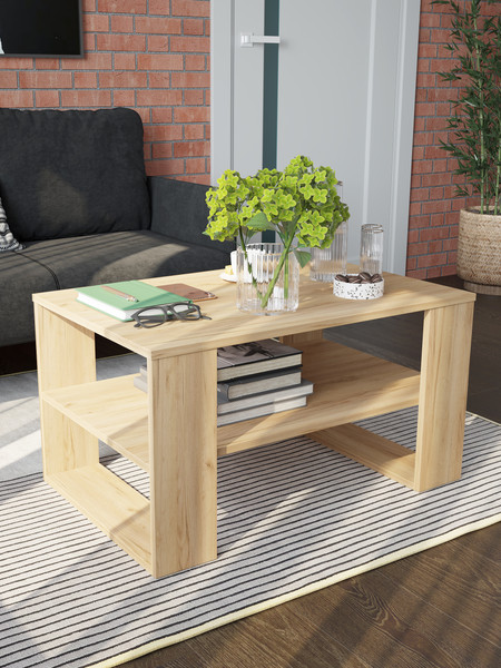 Изображение товара Журнальный столик Горизонт Мебель Квадро 2 (дуб золотой крафт)