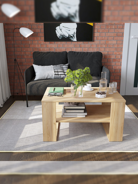 Изображение товара Журнальный столик Горизонт Мебель Квадро 2 (дуб золотой крафт)