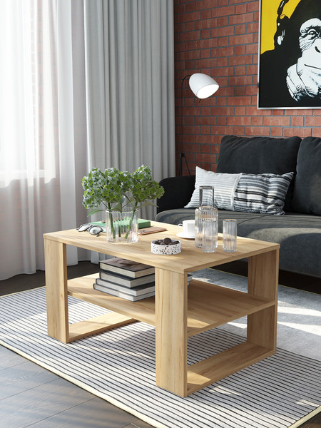 Изображение товара Журнальный столик Горизонт Мебель Квадро 2 (дуб золотой крафт)