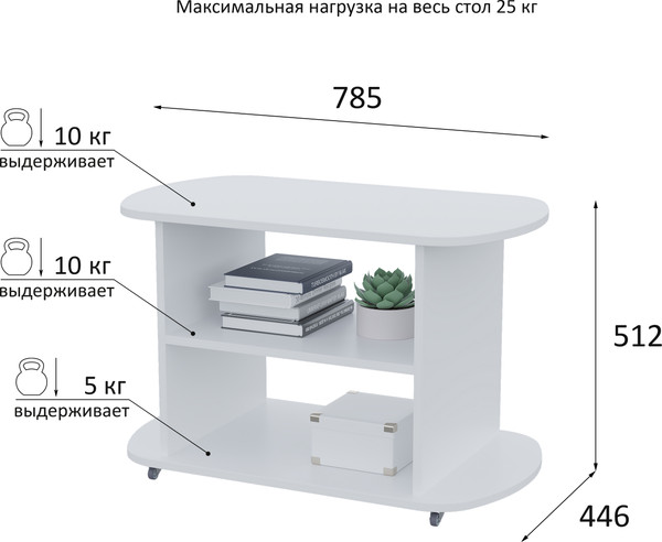 Изображение товара Журнальный столик Горизонт Мебель Marco 1 (белый)