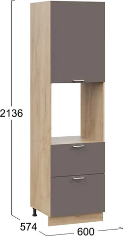 Изображение товара Шкаф-пенал кухонный ТриЯ Габриэлла 1П6Я2 с одной дверью и двумя ящиками (дуб крафт золотой/муссон)