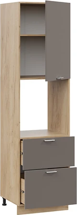 Изображение товара Шкаф-пенал кухонный ТриЯ Габриэлла 1П6Я2 с одной дверью и двумя ящиками (дуб крафт золотой/муссон)