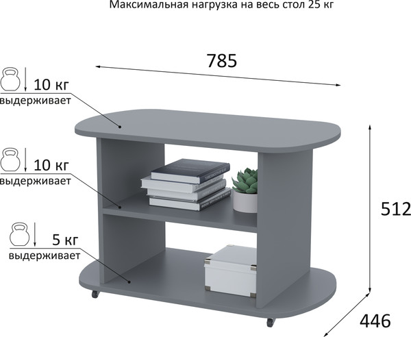 Изображение товара Журнальный столик Горизонт Мебель Marco 1 (серый графит)