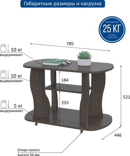 Изображение товара Журнальный столик Горизонт Мебель Marco 2 (венге)
