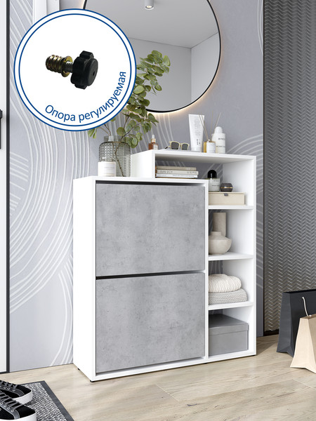 Изображение товара Тумба для обуви Горизонт Мебель Дуэт (белый/бетон)