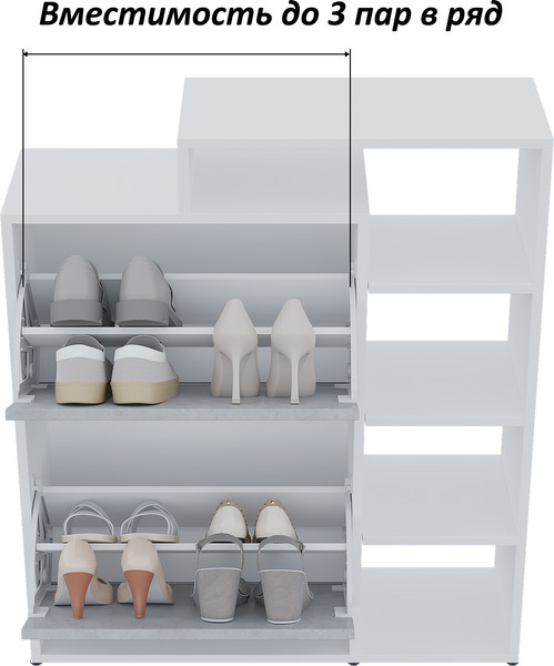 Изображение товара Тумба для обуви Горизонт Мебель Дуэт (белый/бетон)
