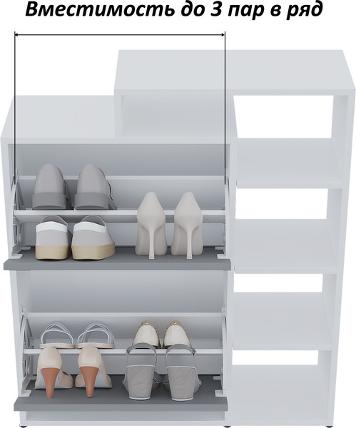 Изображение товара Тумба для обуви Горизонт Мебель Дуэт (белый/графит)