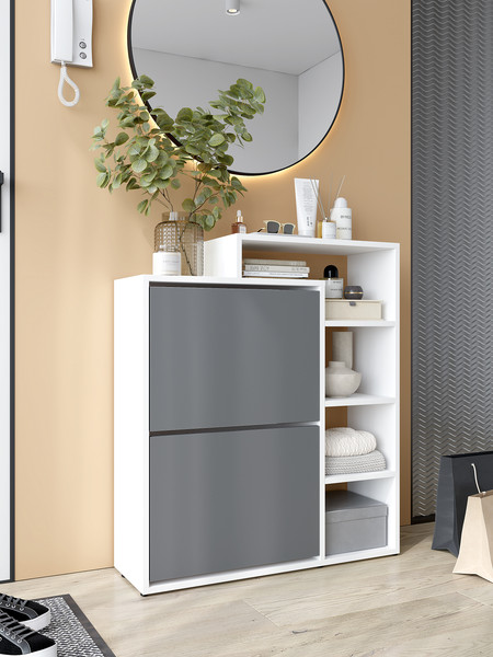 Изображение товара Тумба для обуви Горизонт Мебель Дуэт (белый/графит)