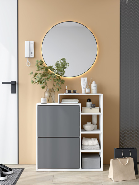 Изображение товара Тумба для обуви Горизонт Мебель Дуэт (белый/графит)