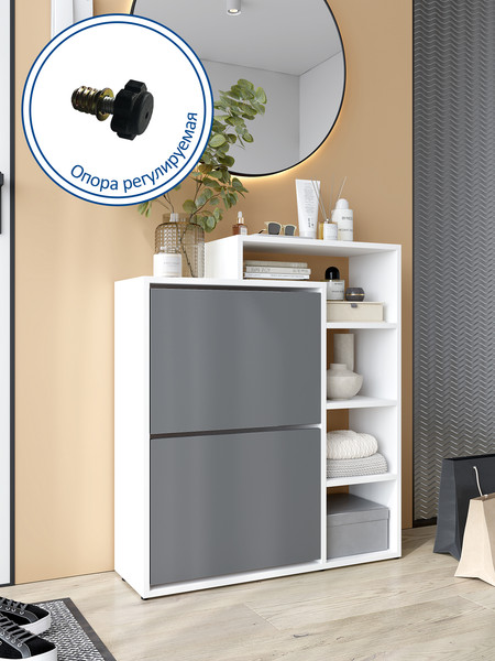 Изображение товара Тумба для обуви Горизонт Мебель Дуэт (белый/графит)