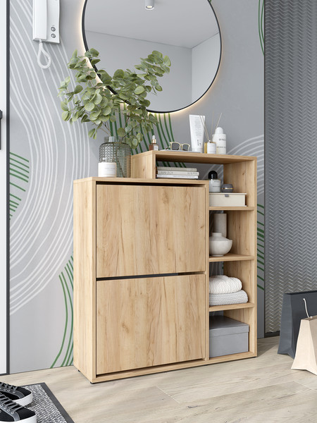 Изображение товара Тумба для обуви Горизонт Мебель Дуэт (дуб золотой крафт)