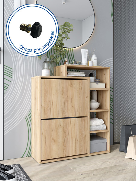 Изображение товара Тумба для обуви Горизонт Мебель Дуэт (дуб золотой крафт)