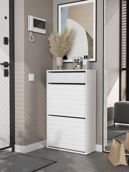 Изображение товара Тумба для обуви Горизонт Мебель Дуэт с ящиком (белый)