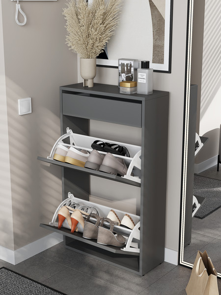 Изображение товара Тумба для обуви Горизонт Мебель Дуэт с ящиком (графит)