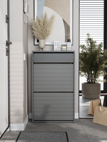 Изображение товара Тумба для обуви Горизонт Мебель Дуэт с ящиком (графит)