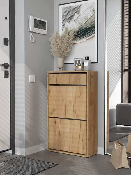 Изображение товара Тумба для обуви Горизонт Мебель Дуэт с ящиком (дуб золотой крафт)