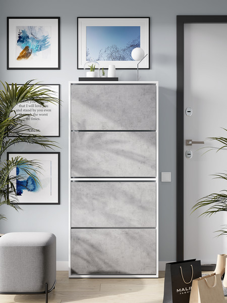 Изображение товара Тумба для обуви Горизонт Мебель Квартет (белый/бетон)