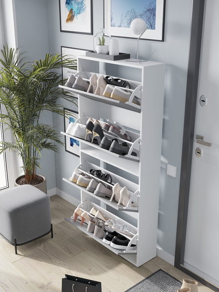 Изображение товара Тумба для обуви Горизонт Мебель Квартет (белый/графит)