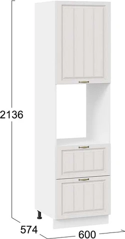 Изображение товара Шкаф-пенал кухонный ТриЯ Лина 1П6Я2 с одной дверью и двумя ящиками (белый/белый)