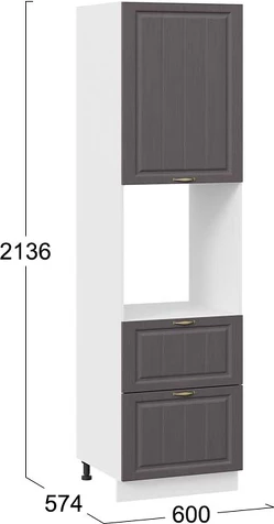 Изображение товара Шкаф-пенал кухонный ТриЯ Лина 1П6Я2 с одной дверью и двумя ящиками (белый/графит)