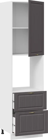 Изображение товара Шкаф-пенал кухонный ТриЯ Лина 1П6Я2 с одной дверью и двумя ящиками (белый/графит)