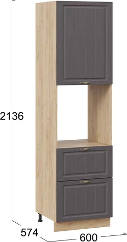 Изображение товара Шкаф-пенал кухонный ТриЯ Лина 1П6Я2 с одной дверью и двумя ящиками (дуб крафт золотой/графит)