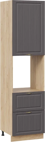 Изображение товара Шкаф-пенал кухонный ТриЯ Лина 1П6Я2 с одной дверью и двумя ящиками (дуб крафт золотой/графит)