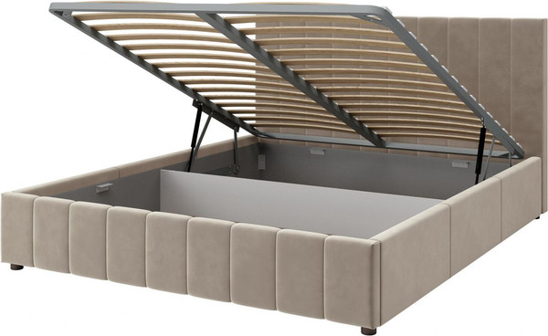 Изображение товара Полуторная кровать Bravo Мебель Нельсон 120х200 с ПМ Стандарт 3 вариант (серо-бежевый, вертикаль)