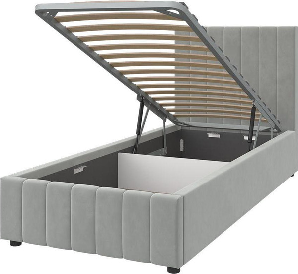 Изображение товара Односпальная кровать Bravo Мебель Нельсон 90х200 с ПМ Стандарт 2 вариант (холодный серый, вертикаль)