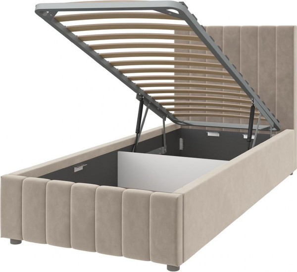 Изображение товара Односпальная кровать Bravo Мебель Нельсон 90х200 с ПМ Стандарт 3 вариант (серо-бежевый, вертикаль)