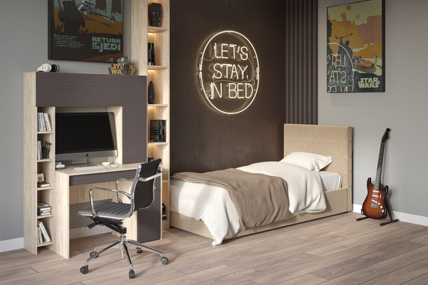 Изображение товара Односпальная кровать Bravo Мебель Тайм 90х200 без ПМ Стандарт 1 вариант (пудра)