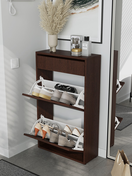 Изображение товара Тумба для обуви Горизонт Мебель Дуэт с ящиком (венге)