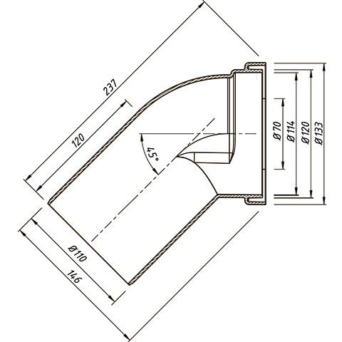 Изображение товара Слив (гофра) ОРИО 110x45 C-492