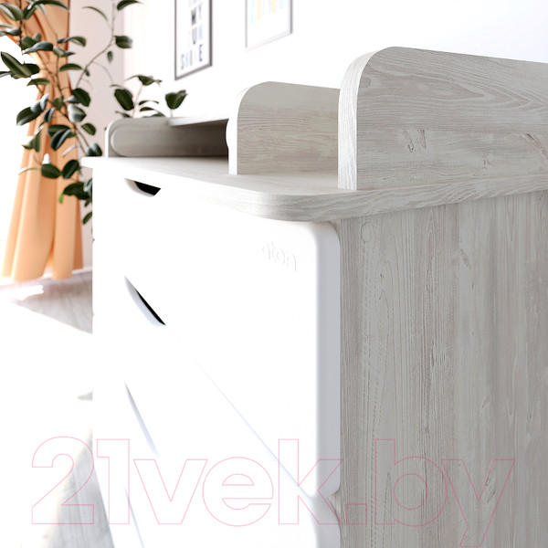 Изображение товара Комод пеленальный Атон Сириус-2 Wood 804 ПВХ (с шариковыми направляющими, сосна касцина)