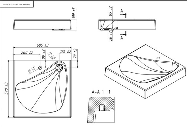 Изображение товара Умывальник Belux Vortex Set VR-60х60