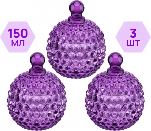 Изображение товара Набор емкостей для хранения Elan Gallery Пузырьки / 890910_3 (3шт, фиолетовый)