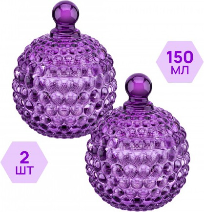 Изображение товара Набор емкостей для хранения Elan Gallery Пузырьки / 890910_2 (2шт, фиолетовый)