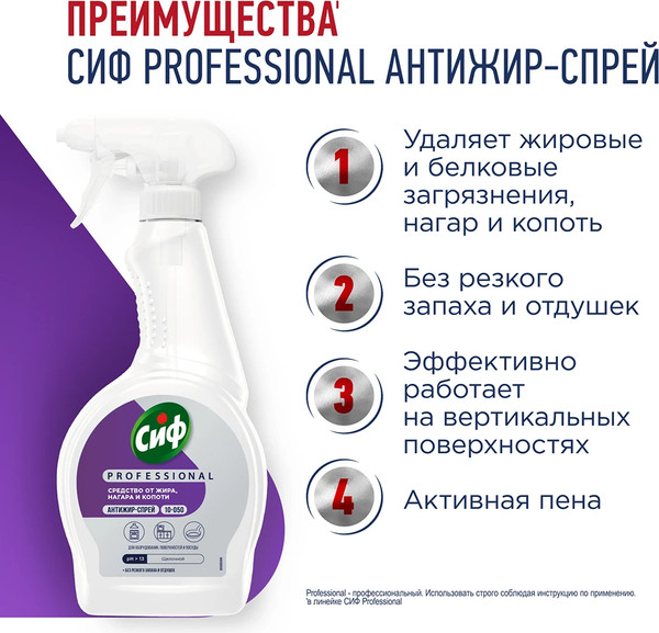 Изображение товара Чистящее средство для кухни Cif Professional Антижир Спрей (500мл)