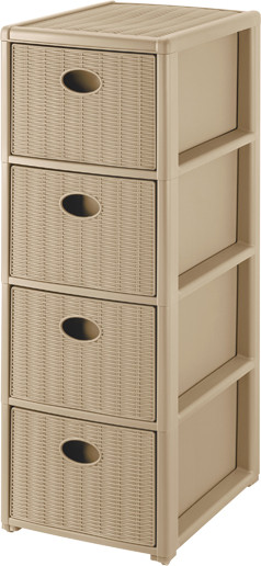 Изображение товара Комод пластиковый El Casa Elegance 4-х секционный / 640589 (бежевый)